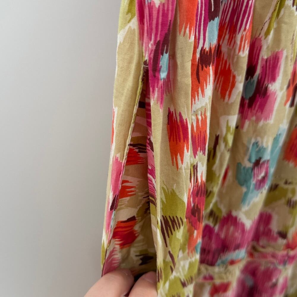 House of Harlow 1960 Zoey Khaki Floral Print Smocked Maxi Dress - Tan/Pink - S - Picture 7 of 9